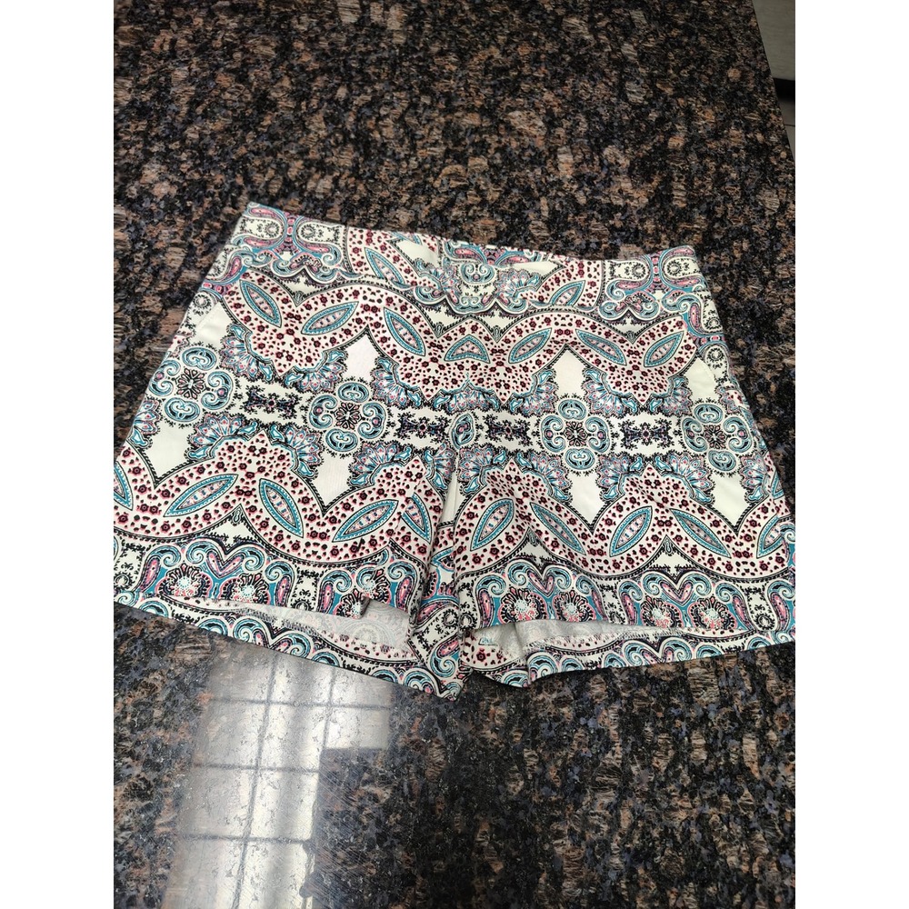 Express Womens Paisley Print Shorts Multicolor Boho Summer Flat Front Size 0